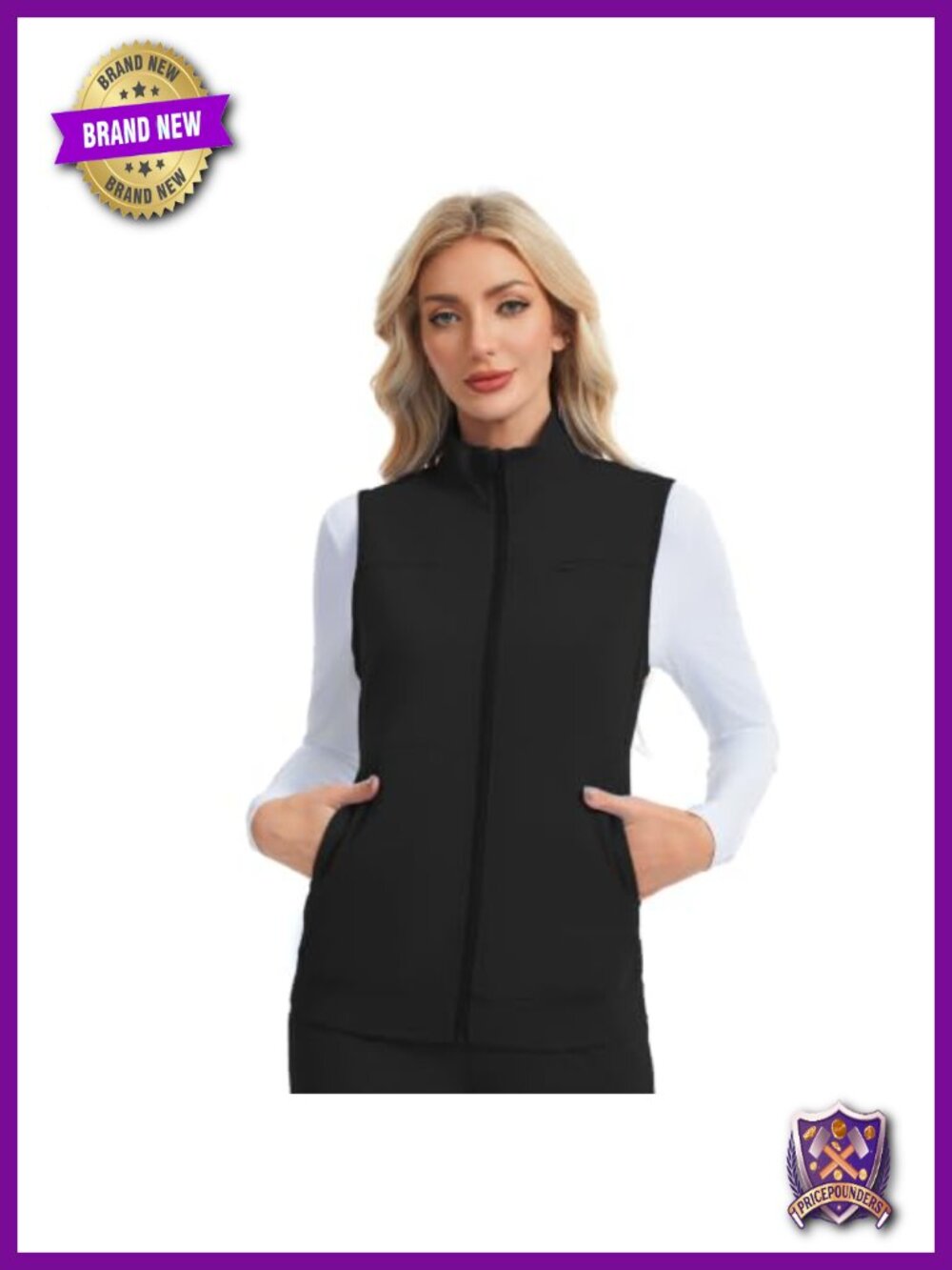 Stretch Scrub Vest Zip Front Lightweight With Pockets